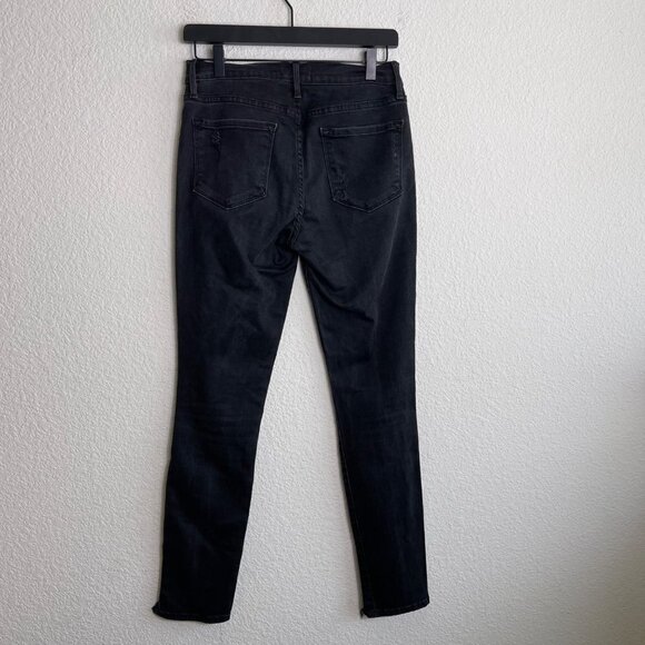FRAME Le Skinny de Jeanne Jeans Le Color Rip Film Noir Mid Rise Distressed 28.5" - Picture 13 of 14